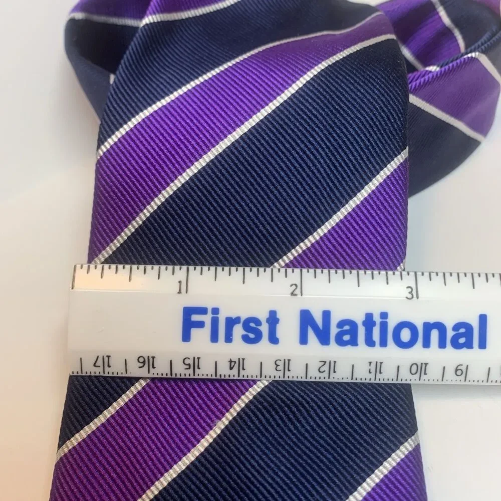 Charles Tyrwhitt London 100% Pure Silk Purple Striped Necktie 58”x3” Designer